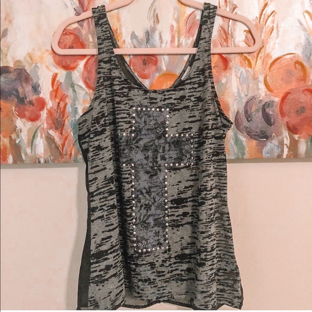 Womens black cross tank top